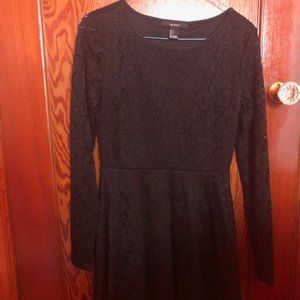 Black Lace Long Sleeve Dress Forever 21 Size Small